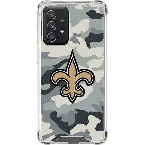 NFL New Orleans Saints Camo Galaxy A52 5G Clear Case